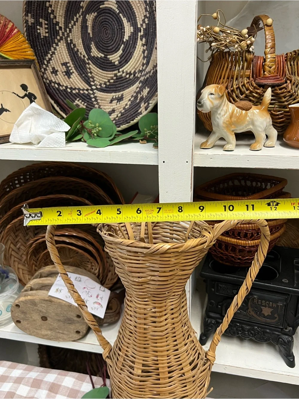 Vintage wicker rattan vase basket boho decor